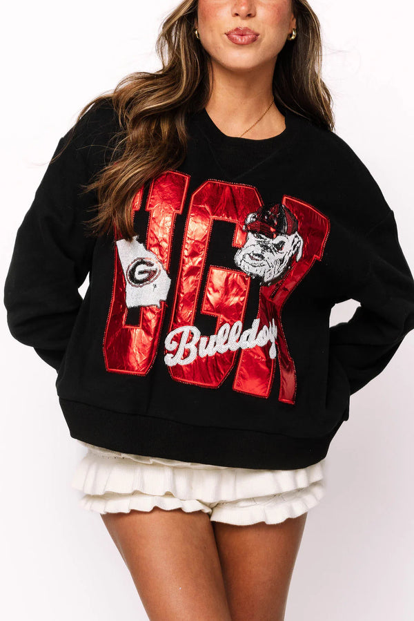 Licensed UGA Metallic Word W/ Icons Sweatshirt- (Women's)
