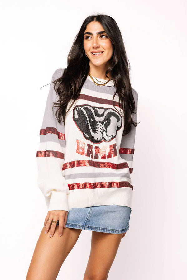 Licensed Alabama Striped Colorblock Sweater- (Women's)