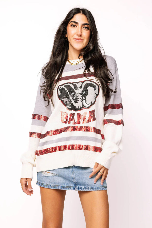 Licensed Alabama Striped Colorblock Sweater- (Women's)