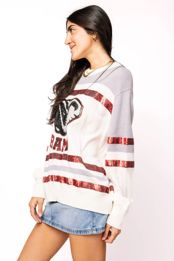 Licensed Alabama Striped Colorblock Sweater- (Women's)