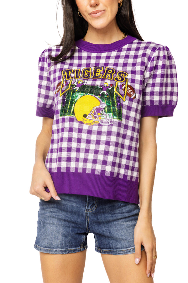 Licensed LSU Gingham Field, Players & Helmet Sweater