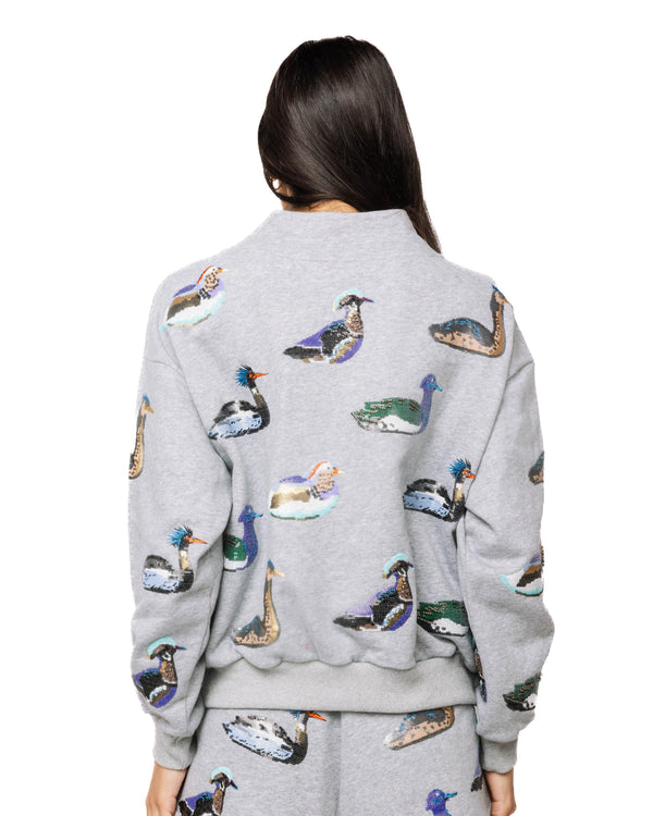 Dark Grey Multi Duck Mock Neck Sweatshirt- (Women's)