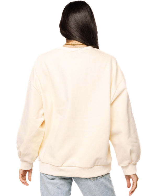 Beige Sequin Flower Pie Slice Sweatshirt- (Women's)