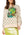 Beige & Green Flower Print Feather Turkey Sweater- (Women's)