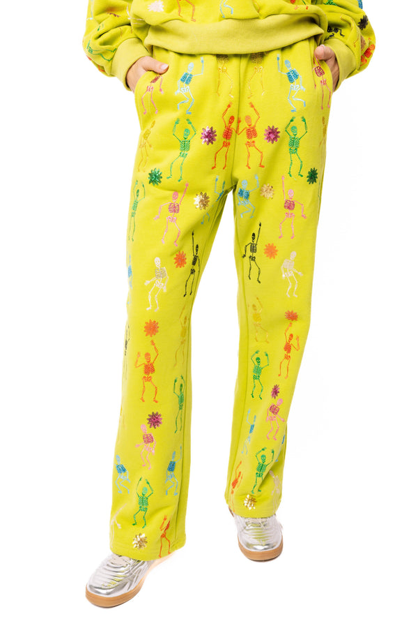 Lime Green Multi Skeleton Sweat Pant- (Women's)