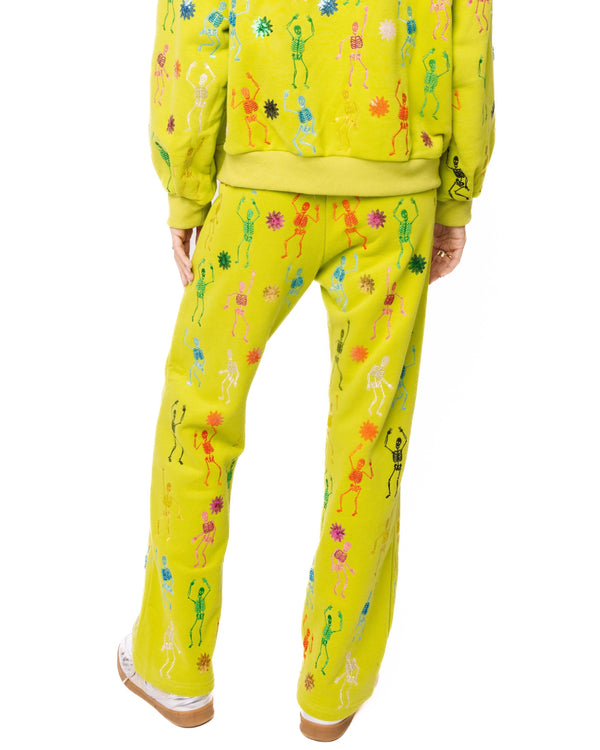 Lime Green Multi Skeleton Sweat Pant- (Women's)