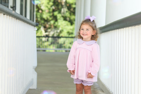 Katherine Bloomer Set- Light Pink Stripe/Lavender