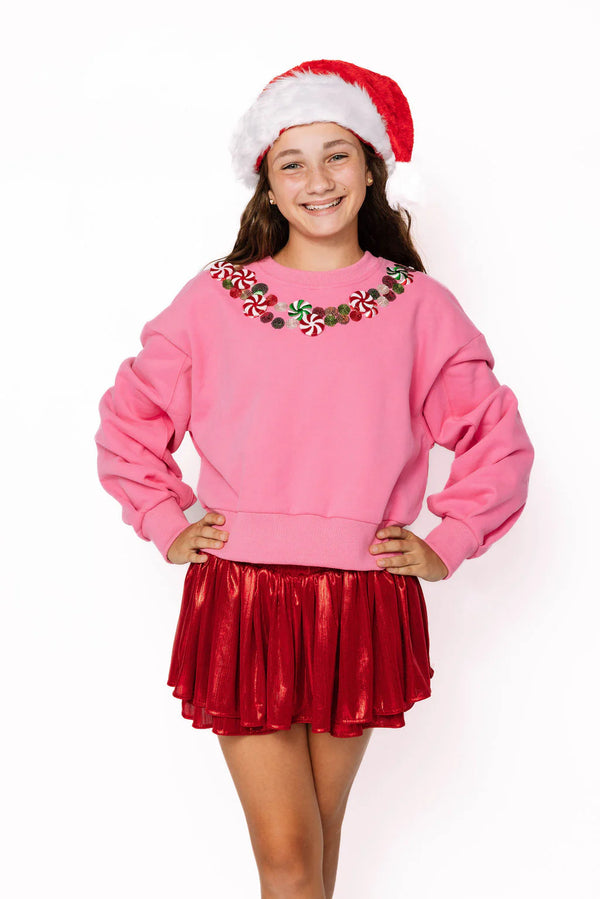 Hot Pink Peppermint Neck Sweatshirt
