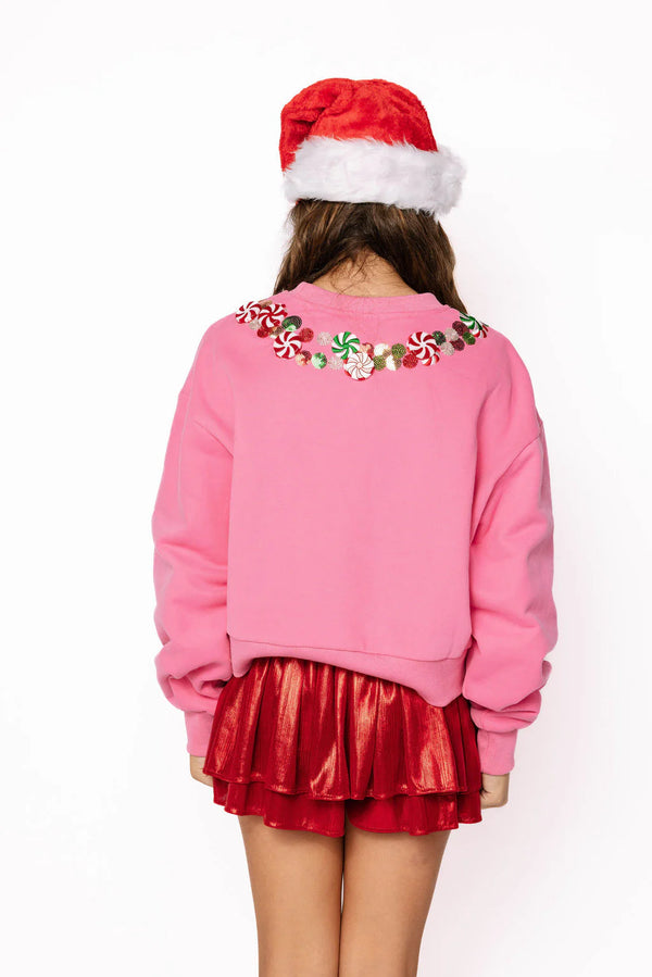 Hot Pink Peppermint Neck Sweatshirt