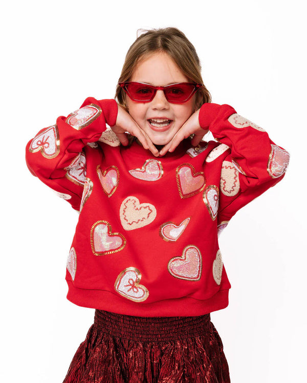 Heart Cookies Sweatshirt- Red