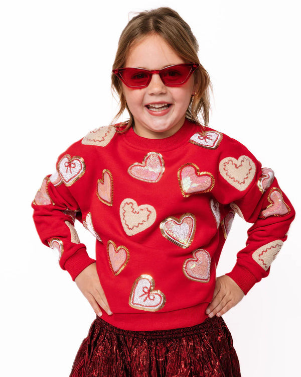Heart Cookies Sweatshirt- Red