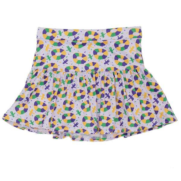 Mardi Gras King Cake & Babies Gathered Skort