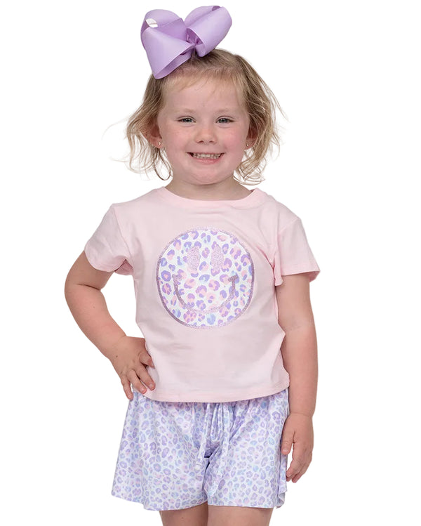 Glitter Leopard Love Smiley Boxy T
