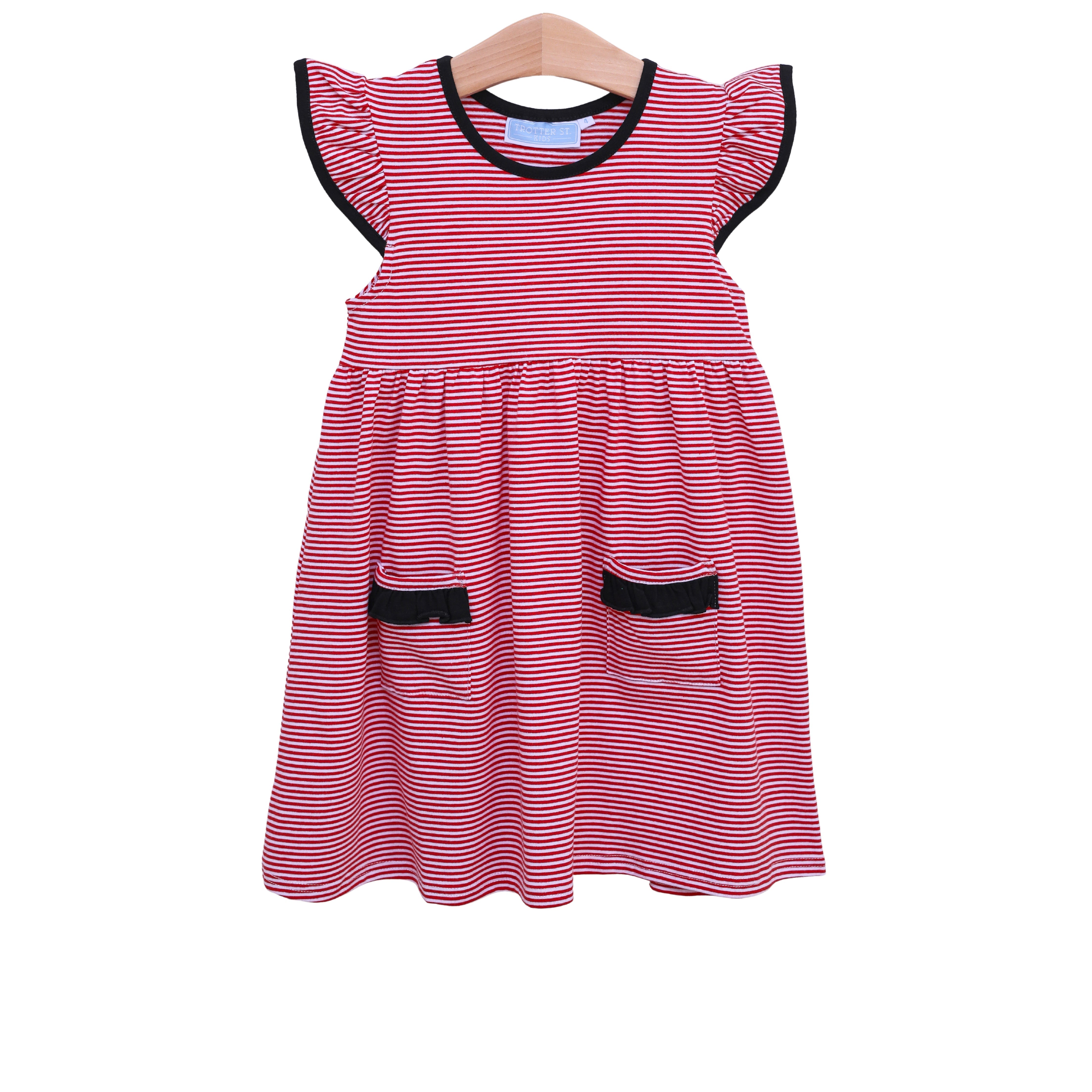Lucy Game Day Dress- Red Stripe/Black Smock Candy Lucy Game Day Dress- Red Stripe/Black Smock Candy