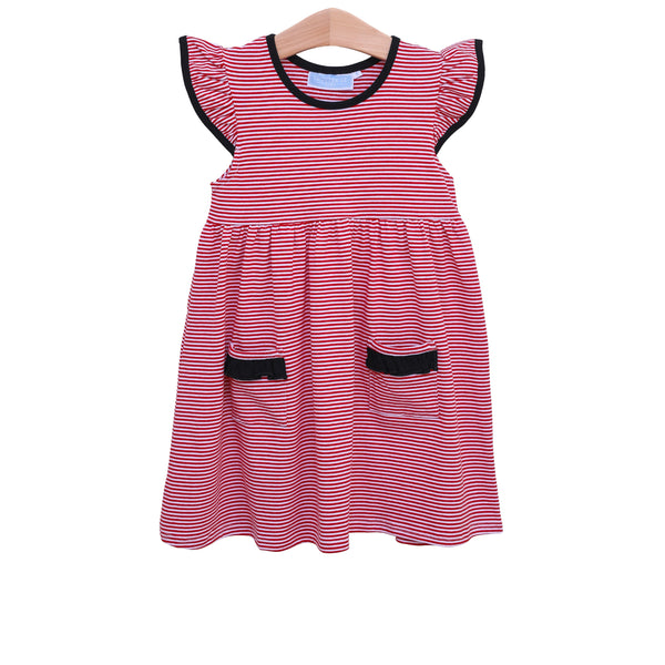 Lucy Game Day Dress- Red Stripe/Black