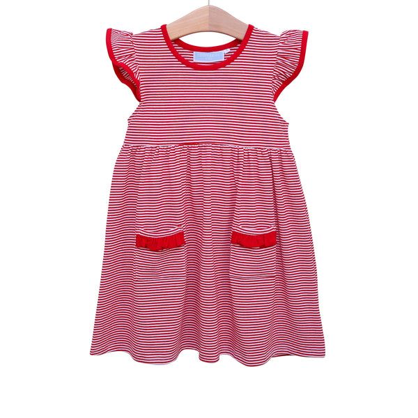 Lucy Game Day Dress- Red Stripe