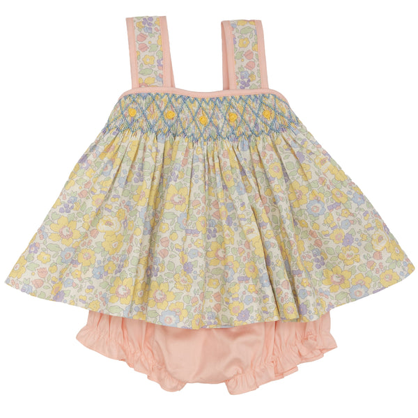 Floral Smocked Sleeveless Bloomer Set