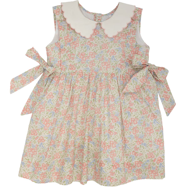 Scallop Collar Sleeveless Dress- Floral Print