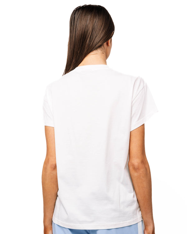 White Multi Fabric 'Teach' Apple Tee- (Women's)