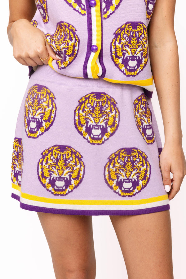 Licensed LSU Rhinestone Knit Skirt