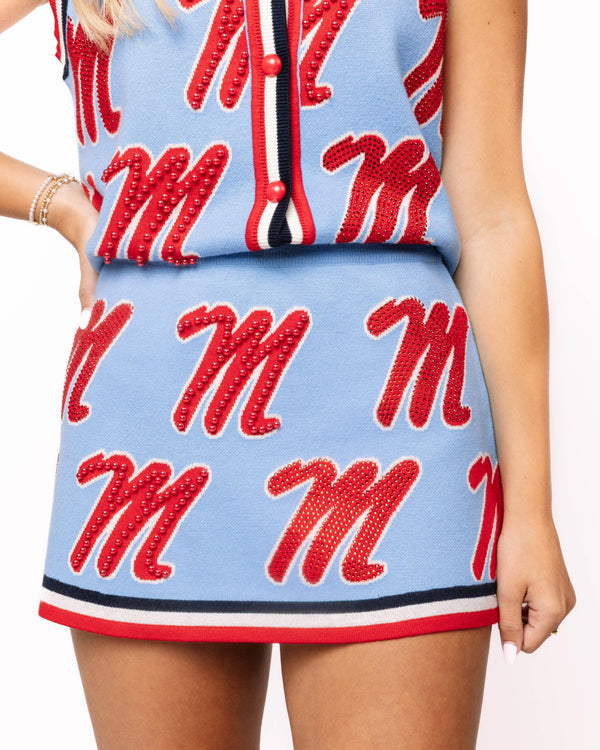 Licensed Ole Miss Rhinestone Knit Skirt