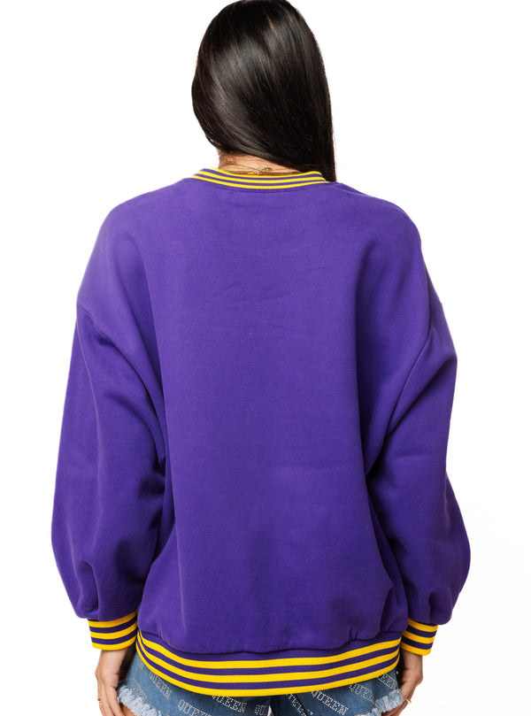 Licensed Lsu Rhinestone Metallic Banner Sweatshirt- (Women's)
