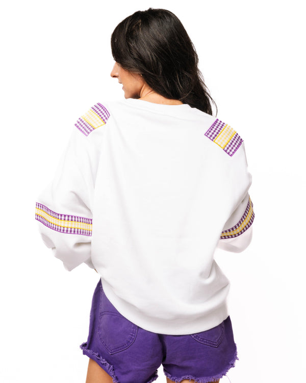Licensed LSU Gingham Words Jersey Sweatshirt- (Women's)
