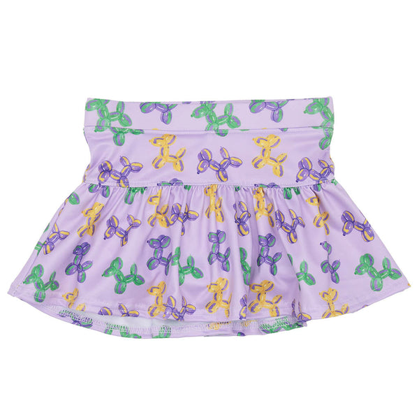 Mardi Gras Balloon Dog Gathered Skort