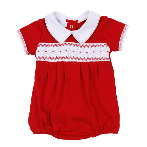 Miles Smocked Bubble- Red