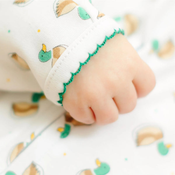 Mini Mallard Print Zipper Footie - Green