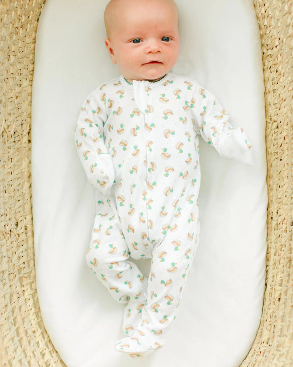 Mini Mallard Print Zipper Footie - Green