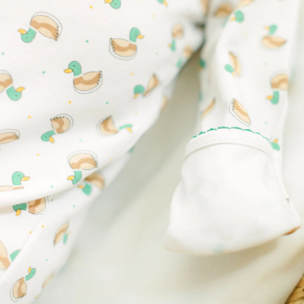 Mini Mallard Print Zipper Footie - Green