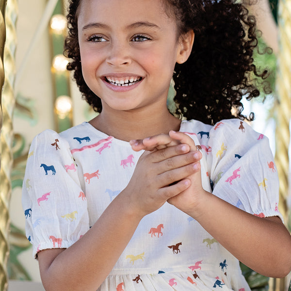 Charlie Dress - Multi Tiny Horses