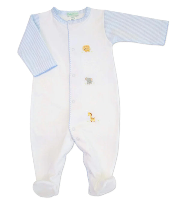 Safari Footie- Lt. Blue/White
