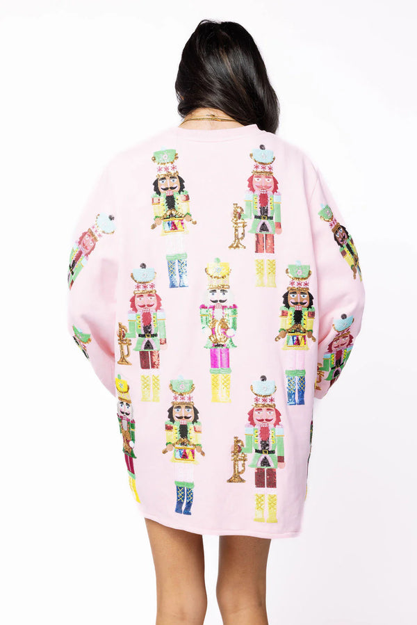 Light Pink Nutcracker Sweatshirt Dress- (Women's)