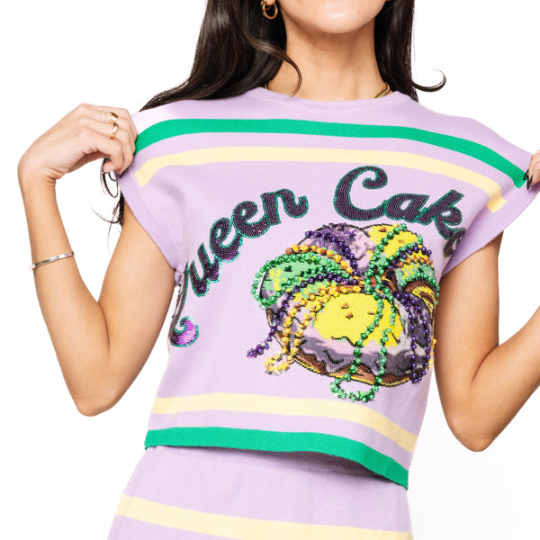 Lavender, Green & Yellow 'Queen Cake' Striped Top- (Women's)