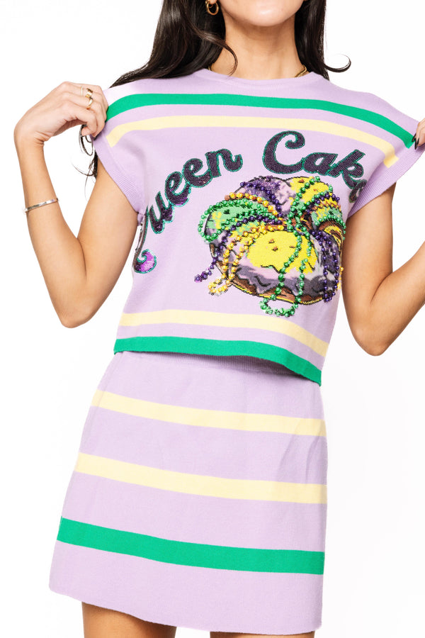 Lavender, Green & Yellow 'Queen Cake' Striped Top- (Women's)