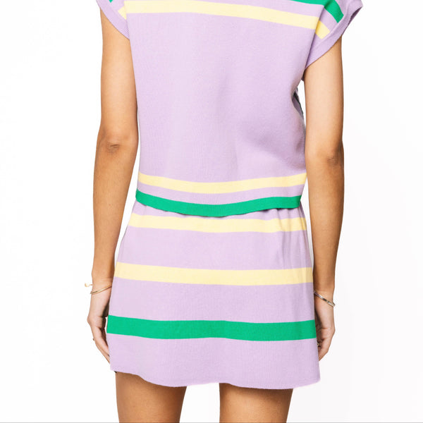 Lavender, Green & Yellow Striped Skirt- (Women's)