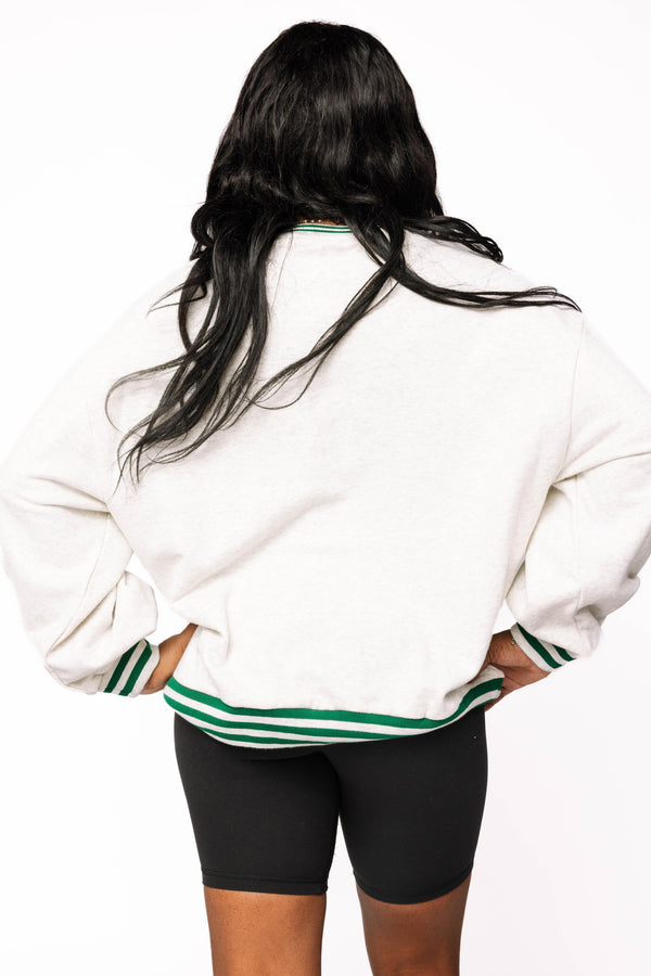 Grey Sport Stripe 'Cafe Du Monde' Sweatshirt- (Women's)