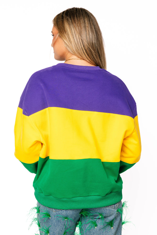 Striped Queen Card Sweatshirt- (Women's)