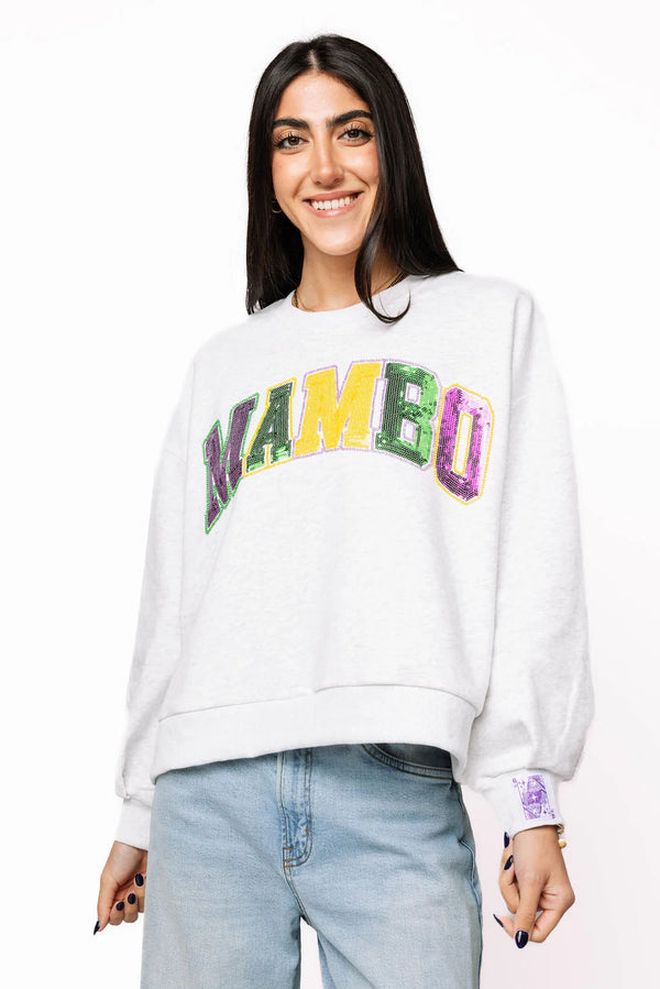 Grey Mardi Gras Sequin 'Mambo' Sweatshirt- (Women's)