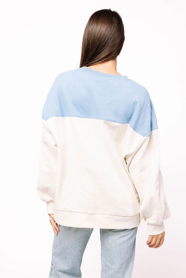 Blue & White 'ski Ya Later' Sweatshirt- (Women's)