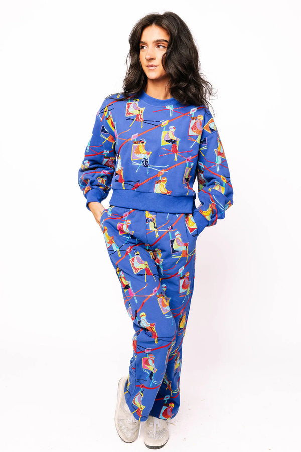 Royal Blue Ski Lift Sweatshirt- (Women's)