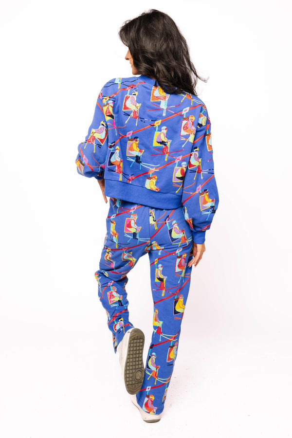 Royal Blue Ski Lift Sweatshirt- (Women's)