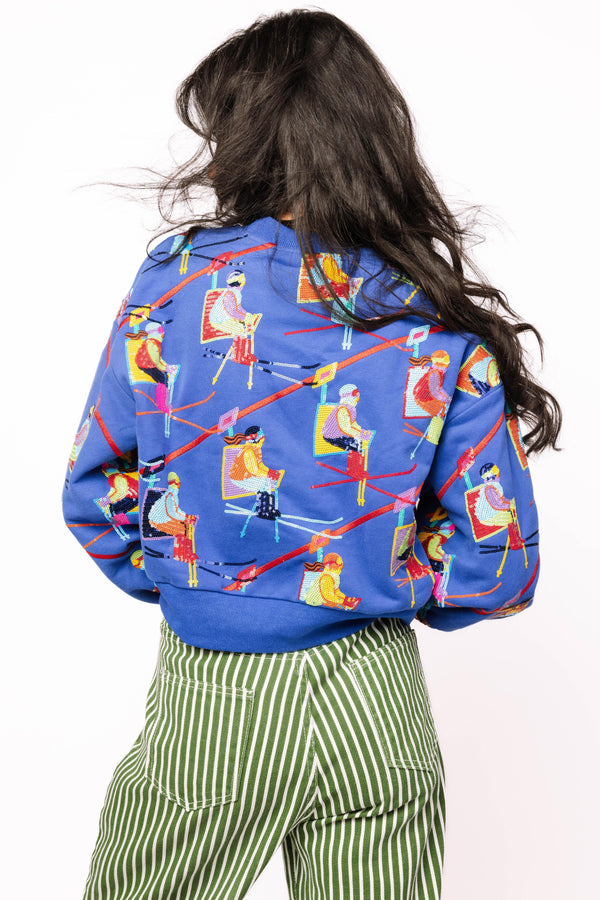 Royal Blue Ski Lift Sweatshirt- (Women's)
