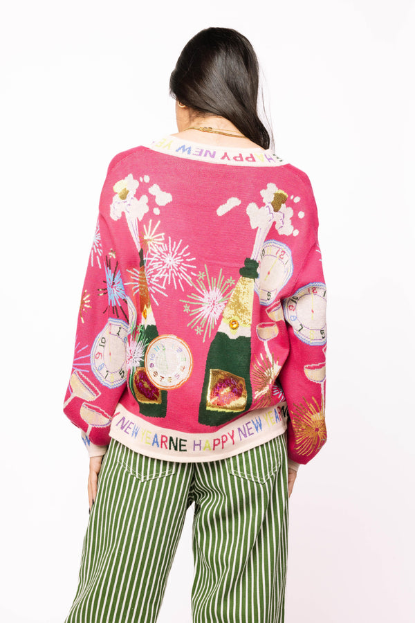 Nye Icon Cardigan W/ 'Happy New Year Trim'- (Women's)