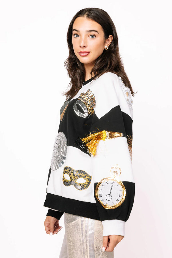 Black & White Checkered Nye Icon Sweatshirt- (Women's)