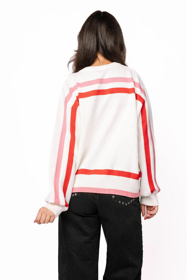 Stripe 'Santa Baby' LS Sweater- (Women's)