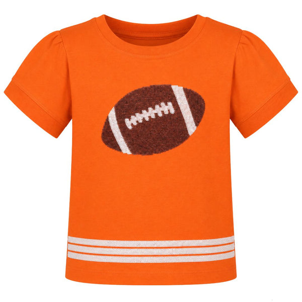Sequin Football SS Holly Shirt- Orange