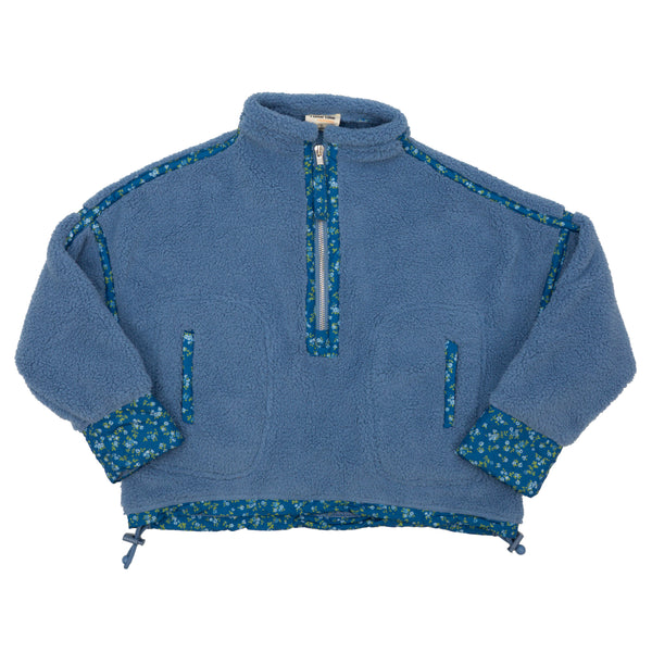 Floral Printed Piping Sherpa Jacket